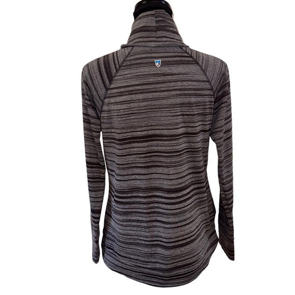 KUHL Pippa Cowl Neck Pullover Sweater Womens Medium Long Sleeve Gray Stripes - Picture 3 of 15